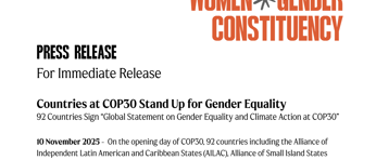 Countries at COP30 Stand Up for Gender Equality Press Release