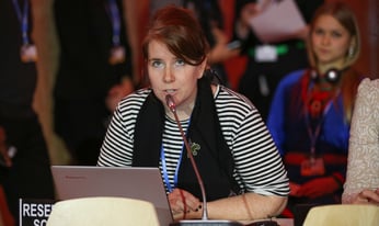 Bridget Burns speaking at COP