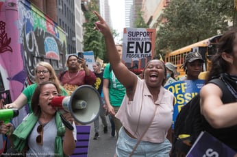 the WEDO team participating in a protest