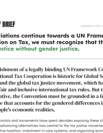 Advocacy Brief UN Framework Convention on Tax