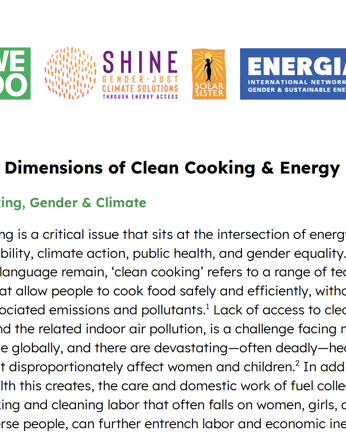 Advocacy Brief Feminist Dimensions of Clean Cooking and Energy Justice