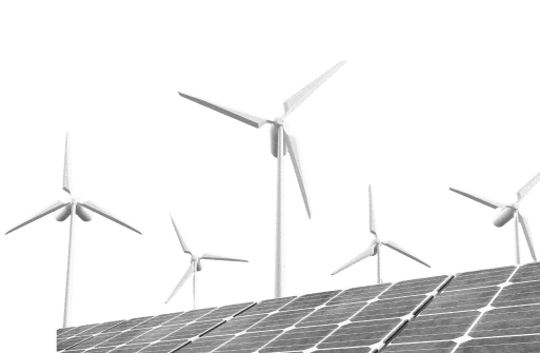 Windmills and solar panels